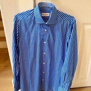 Robert Graham Long Sleeved Blue Striped Shirt